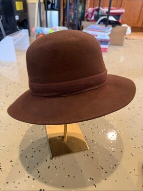 Patricia Underwood Brown Wool Felt Cloche Hat